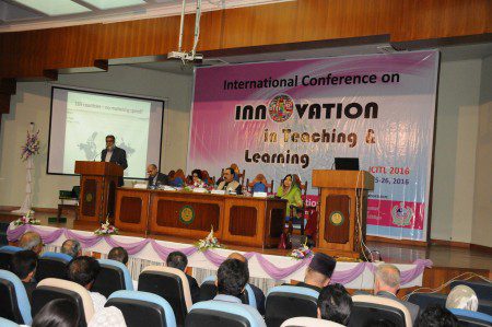 Dr. Masoom addressing on Innovation inTeaching and Learnign Conference at IIUI